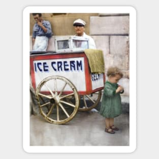 Italy, San Severo. Ice Cream Cart, 1944 Sticker